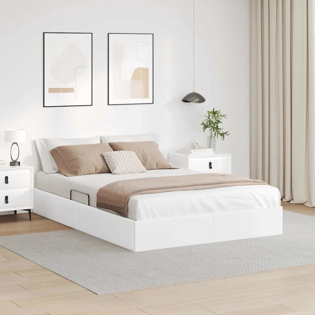 Letto con Contenitore Bianco Puro 137 x 190 cm Similpelle 3369973