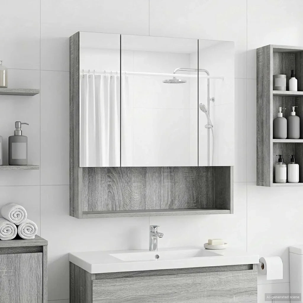 Mobiletto per specchio da bagno Grigio Sonoma 60 x 14.5 x 70 cm 889188
