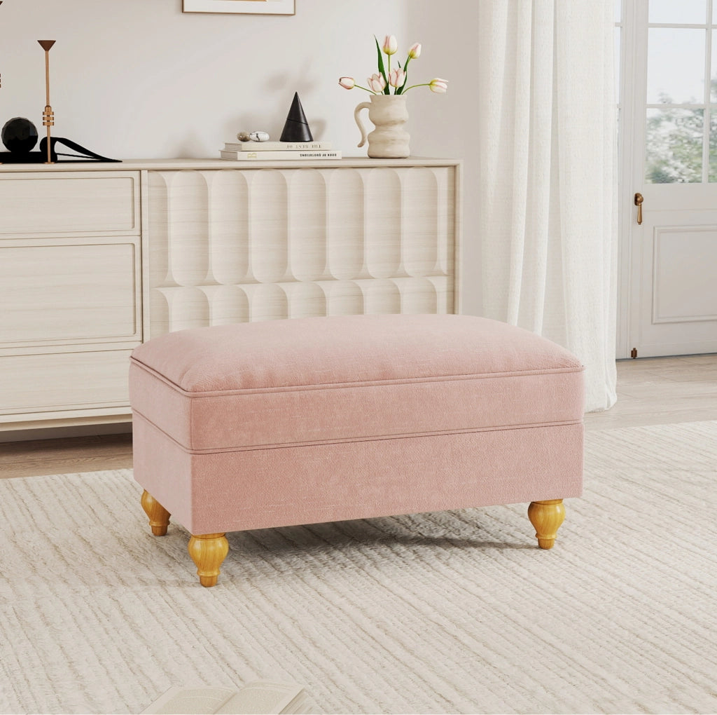 Pouf Windsor in tessuto ciniglia rosa