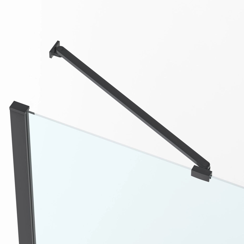Box doccia 2 lati 90x110 cm fisso + porta un battente H200 cm cristallo 6mm profilo Nero Opaco PIPPO