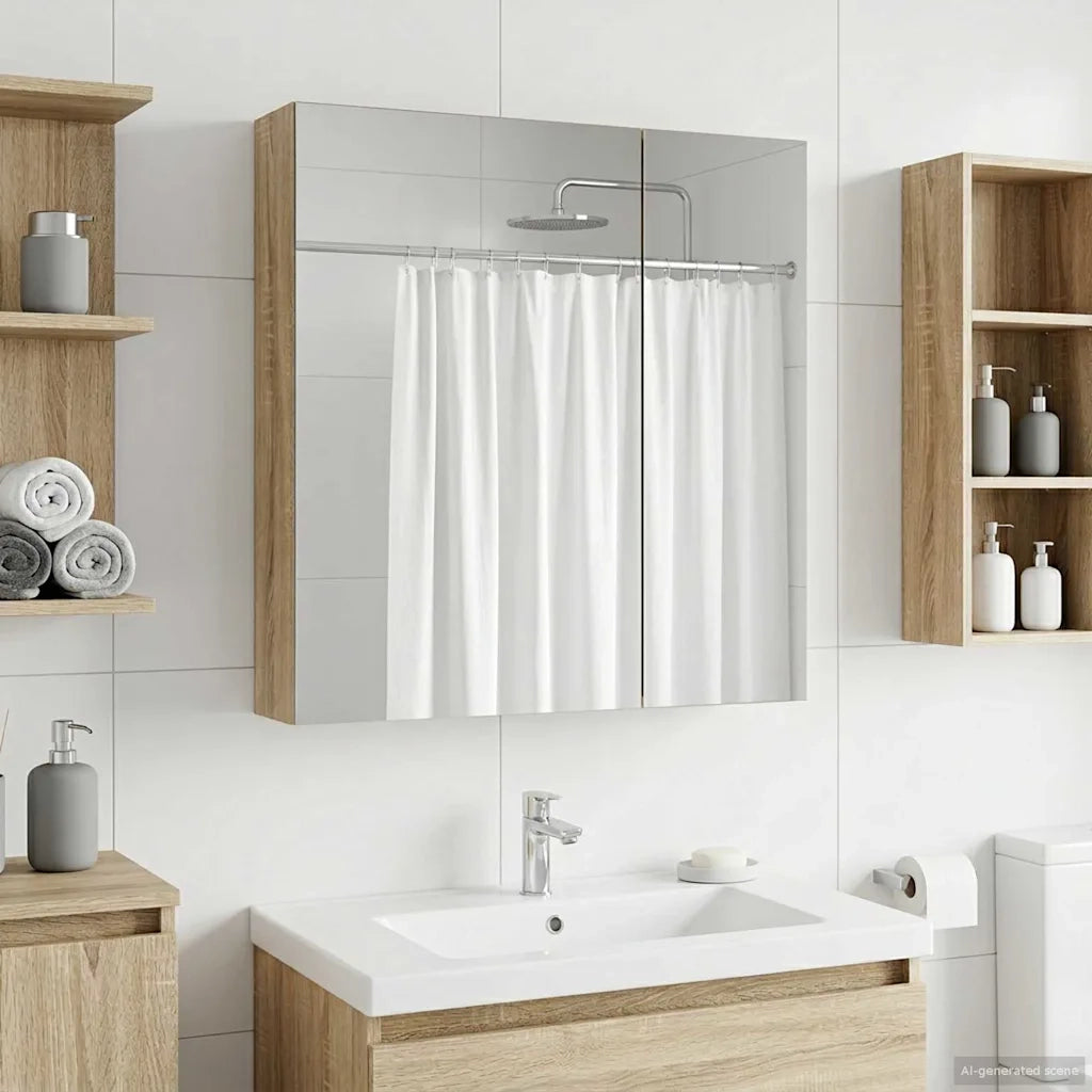 Mobiletto per specchio da bagno Rovere Sonoma 60 x 14,5 x 70 cm