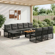 Set Divano da Giardino 11 pz Nero e Grigio scuro polyrattan 3438015