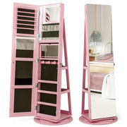 Mobile portagioie girevole 54,5 x 161 cm 120 scomparti rotazione a 360° stile moderno MDF rosa 20_0010355