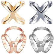 Set di Cinture per Sciarpe Geometriche da 4 - Design Moderno - Oro/Argento - Cerniere per Sciarpe di Alta Qualità