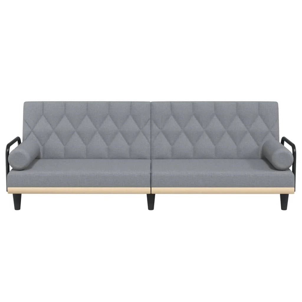 Divano letto con braccioli tessuto grigio chiaro 02_0020408