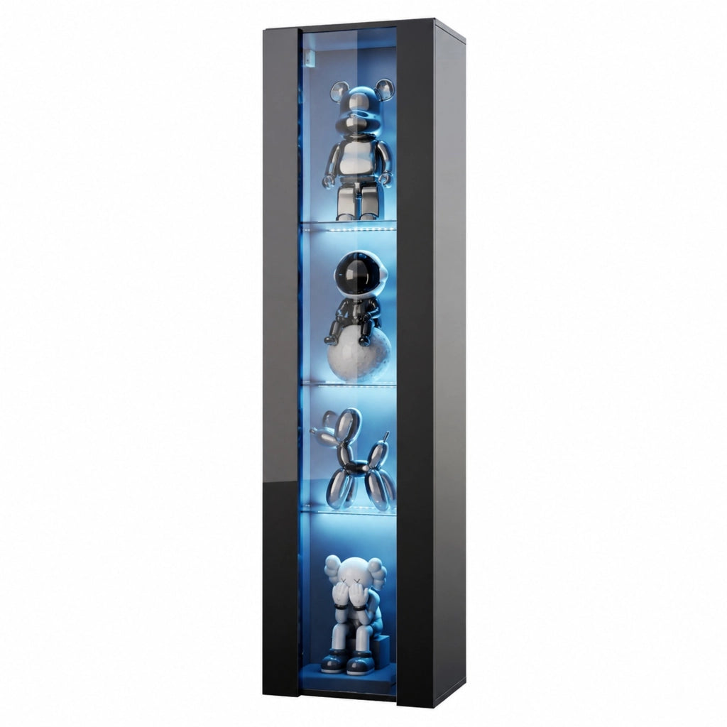 Vetrina espositiva 40 x 29 x 170 cm; 4 livelli; LED multicolore; nera