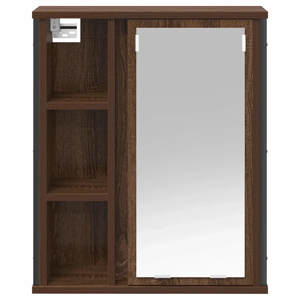 Pensile da Bagno con Specchio-Mobile bagno con specchio Rovere Marrone 50x21x60 cm