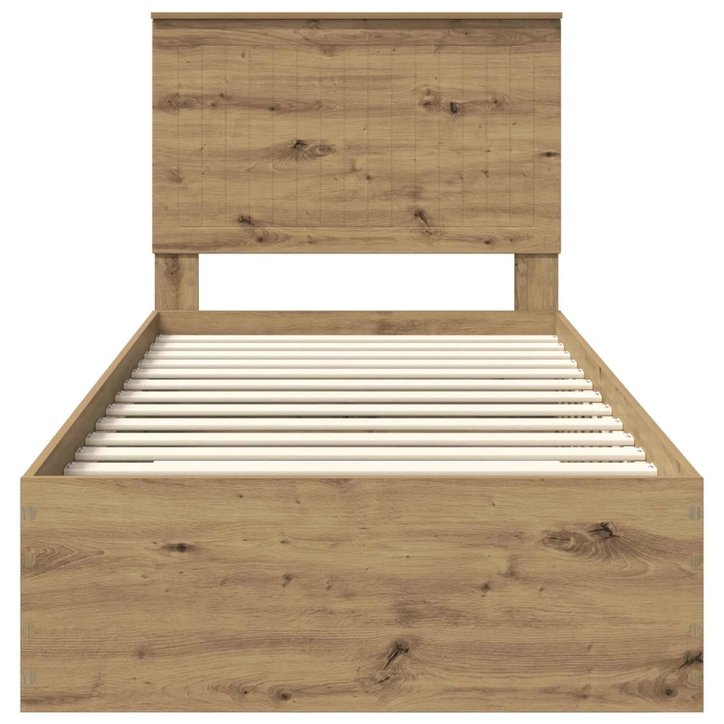 Struttura del letto con testiera Rovere artigianale 90 x 200 cm