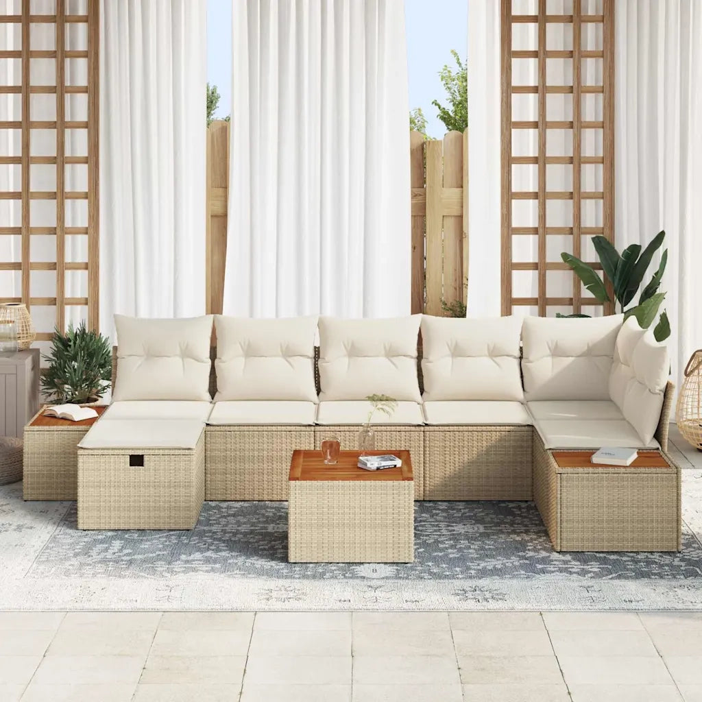 Set Divano da Giardino con cuscino 8 pcs Beige polyrattan 3359648