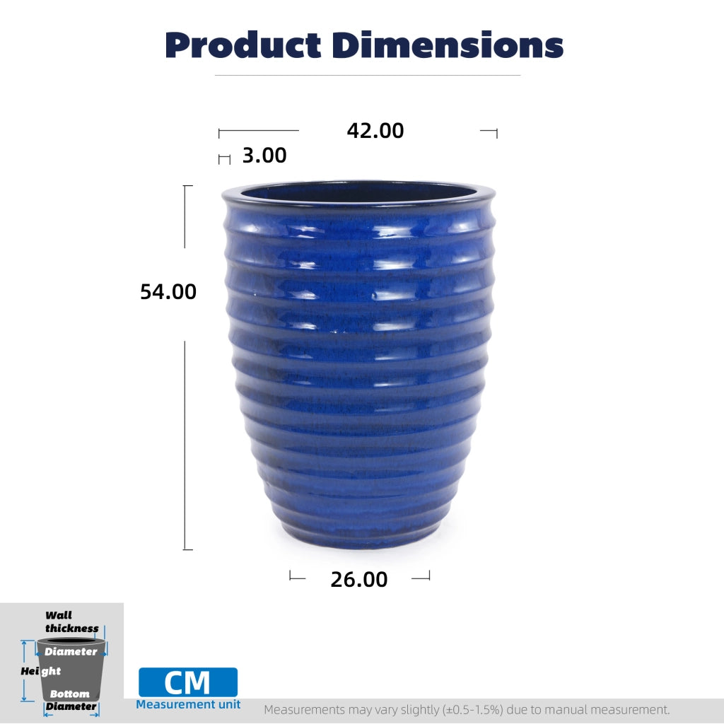 VASO Portapiante in ceramica Ø 42 x H 54 cm Blu zaffiro smaltato