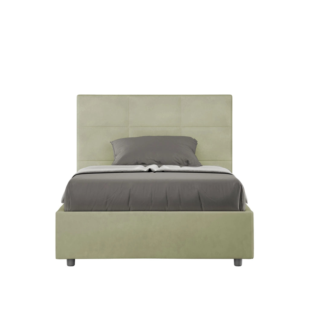 BS COM Letto una piazza e mezza contenitore imbottito 120x210 microfibra tè verde