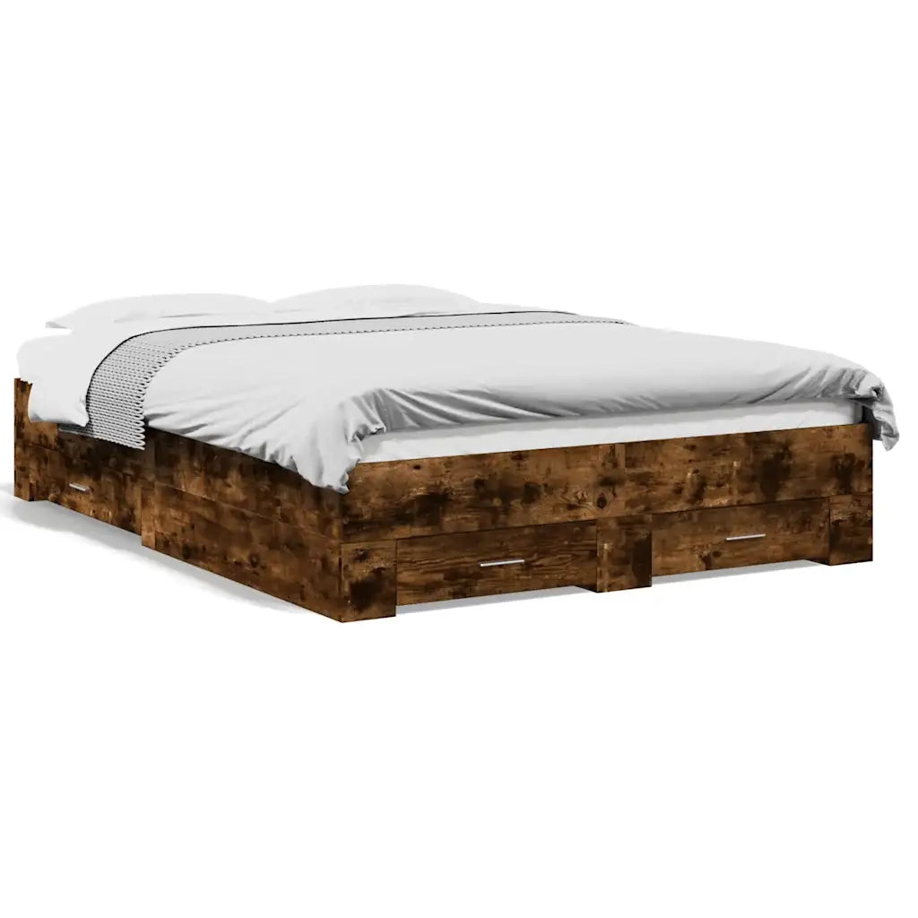 Giroletto con Cassetti Rovere Fumo 135x190 cm Legno Multistrato 3280409