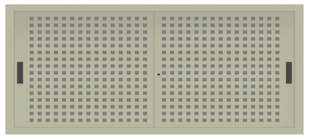 Armadio basso sopralzo per archivio ufficio con ante forate in lamiera verniciata cm. 180x45x75H