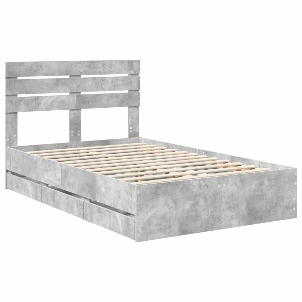 Struttura del letto con cassetto Grigio cemento 135 x 190 cm
