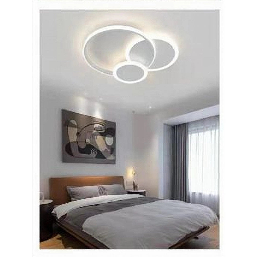 Trade Shop - Plafoniera Luce Fredda Led Cerchi 38w Lampadario A Soffitto Bianco Moderno 50026 -