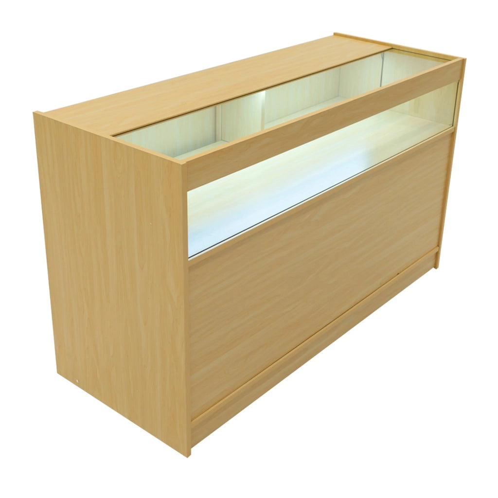 Bancone LED B1500 Acero con 1 Ripiano a Vista e 2 Ripiani Chiusi