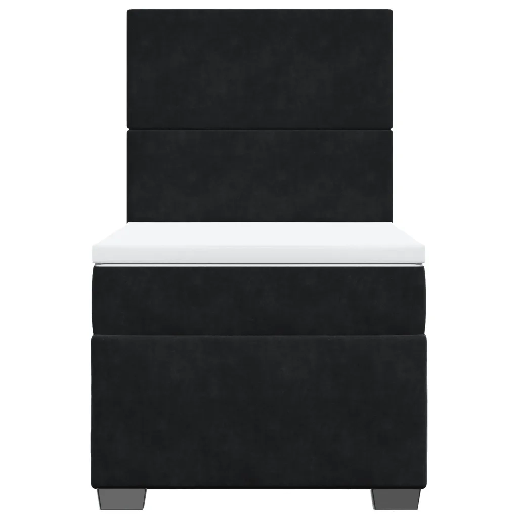 Giroletto a Molle con Materasso Nero 90x200 cm in Velluto