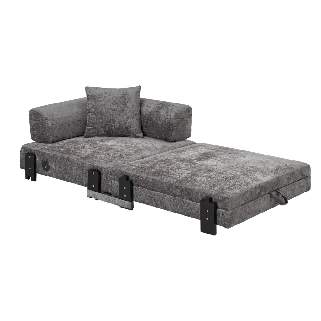 Divano letto pieghevole 2 in 1 con ricarica USB e Type-C grigio scuro HOMVRA