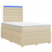 Letto Box Spring LED con Materasso Crema 120 x 200 cm Tessuto 3455830