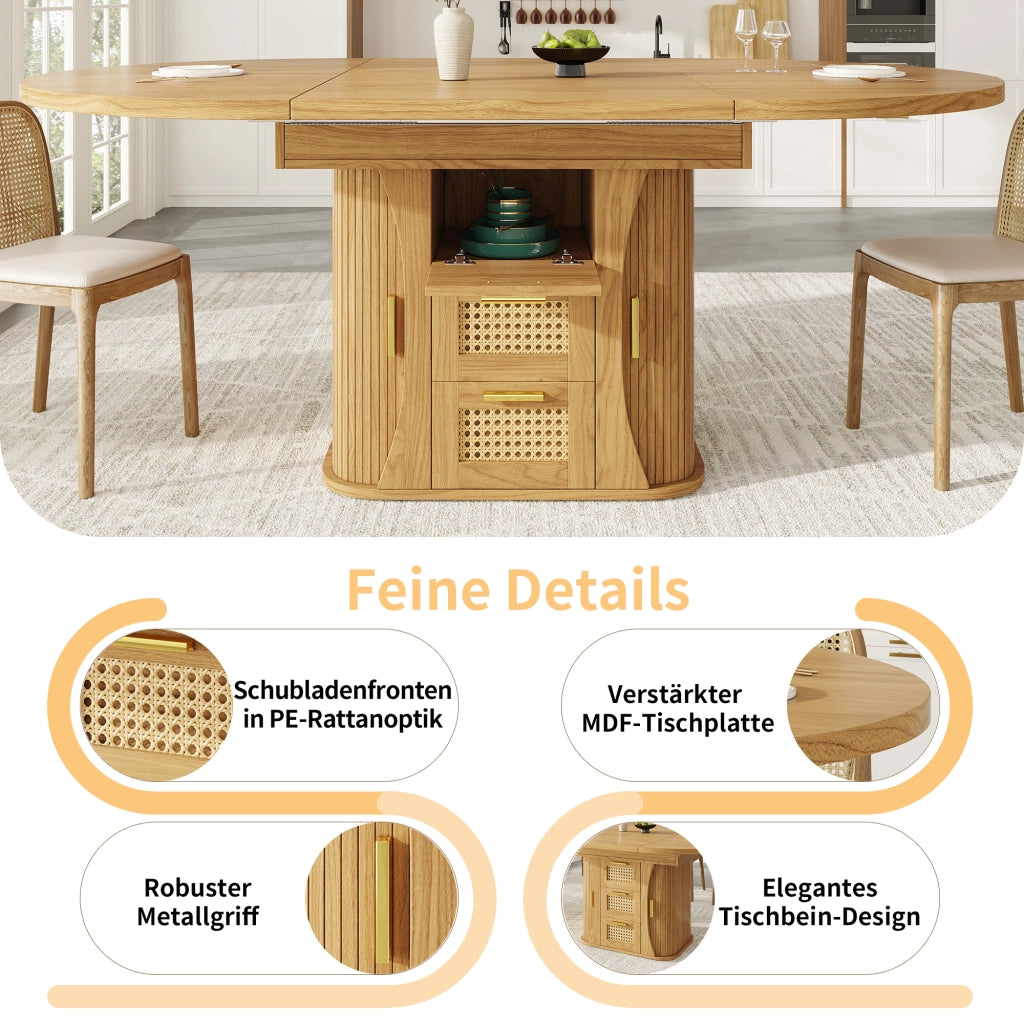 TAVOLO Allungabile con cassetti 118-158 cm MDF Effetto Legno Naturale