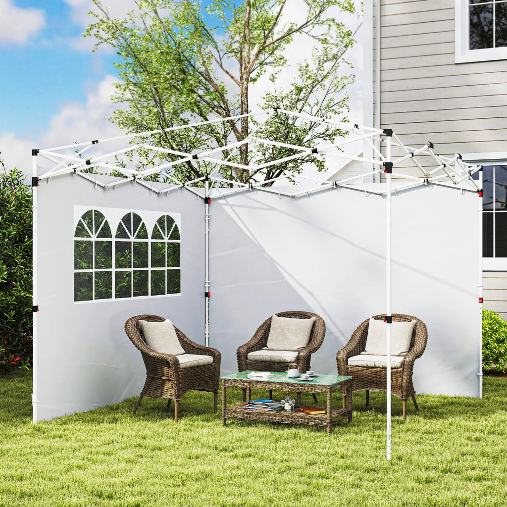 Pannelli laterali per gazebo 3x3 m con finestra ¨C zephmum ¨C Tessuto Oxford bianco, 2 pezzi