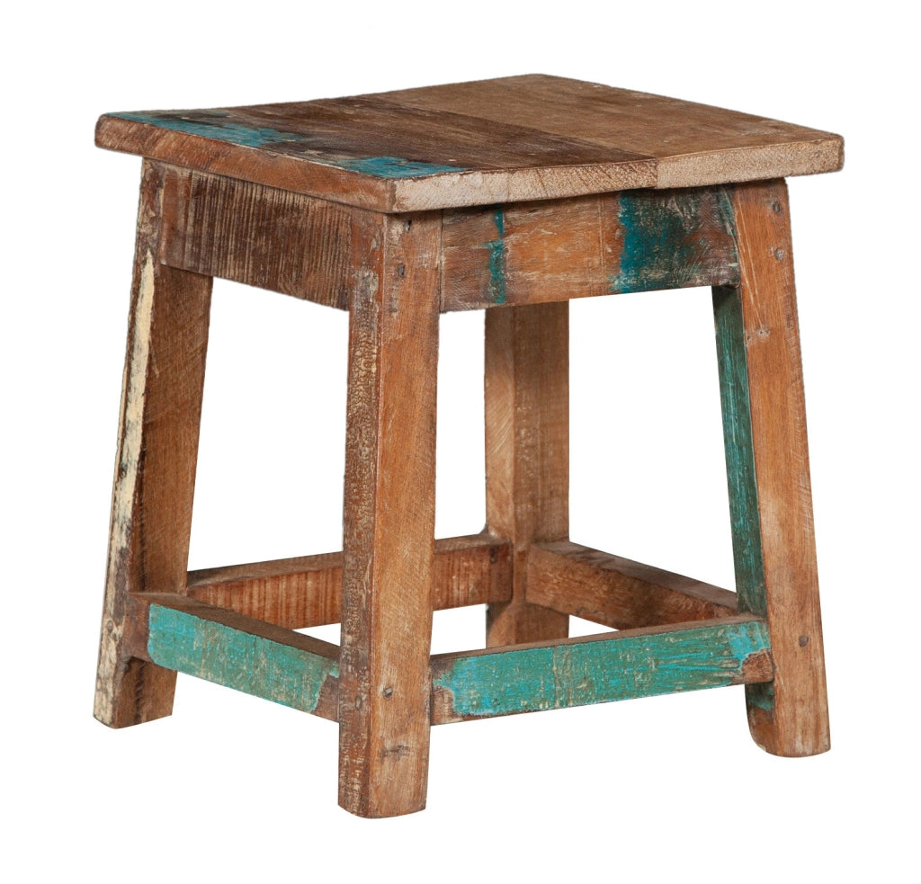 Biscottini PANCHETTO QUADRATO IN LEGNO VECCHIO RICICLATO DI TEAK dimensioni larghezza