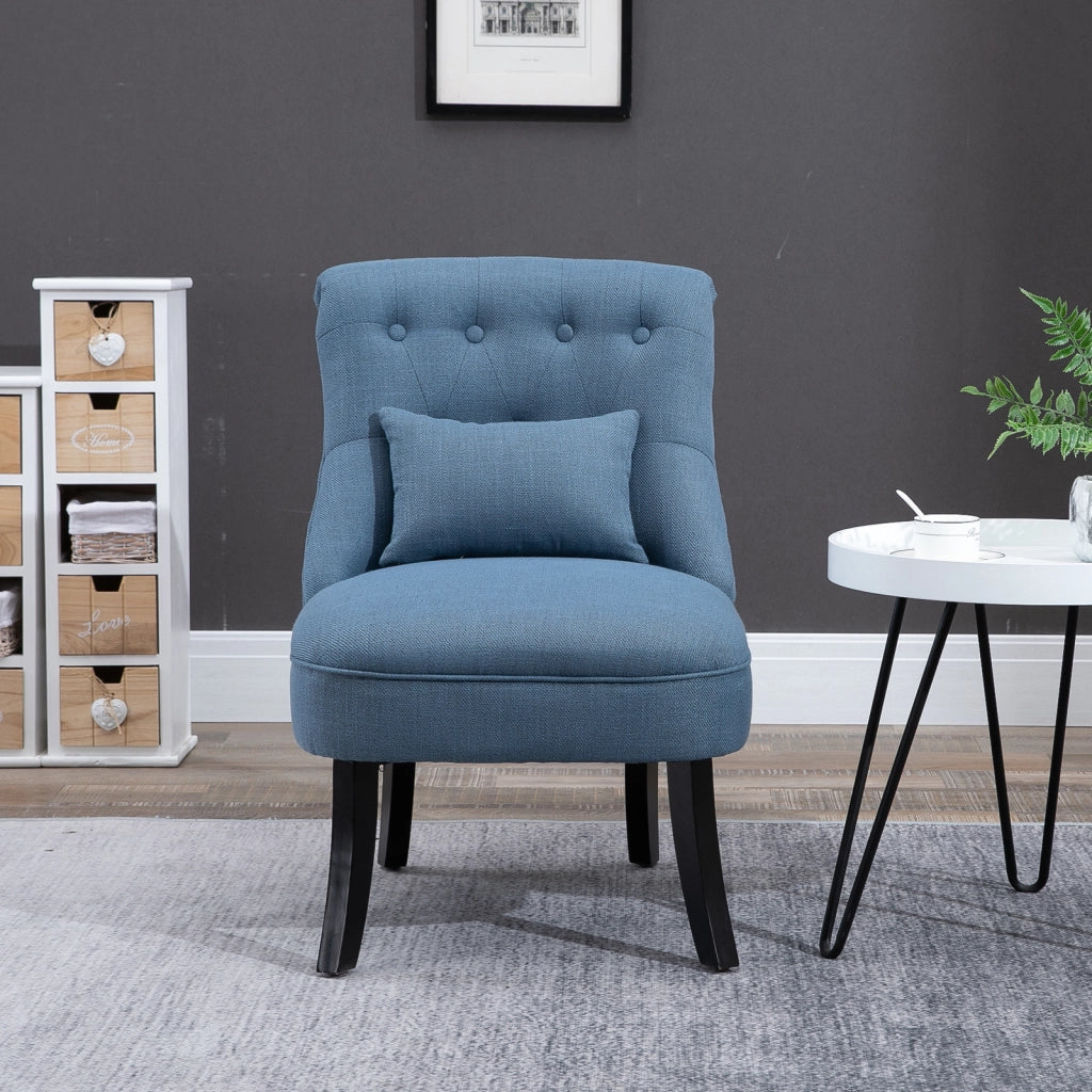 Poltrona Relax con Schienale e Cuscino ¨C Zephmum ¨C Blu, Legno, 88x102x95