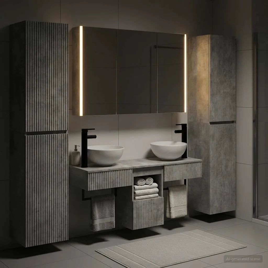 Set di mobili per il bagno 6 pcs Grigio Cemento 3407186