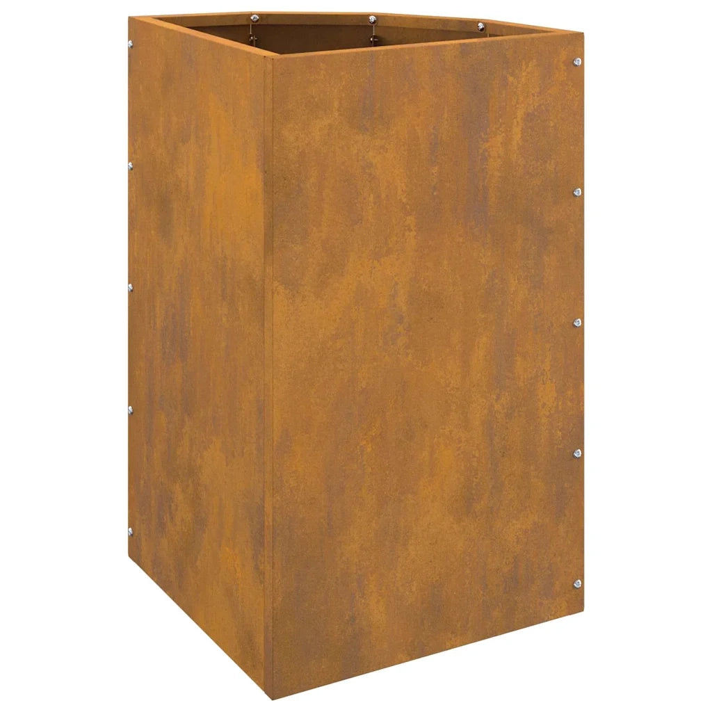 Vaso d'angolo-Fioriera-Contenitore per Piante Ruggine 30 x 30 x 50 cm acciaio corten