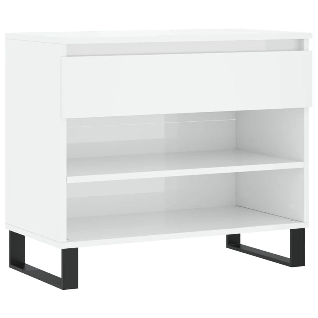Scarpiera mobile contenitore per scarpe mobile per ingresso/corridoio/soggiorno finitura lucida 70 x 36 x 60 cm legno ingegnerizzato bianco 02_0021317