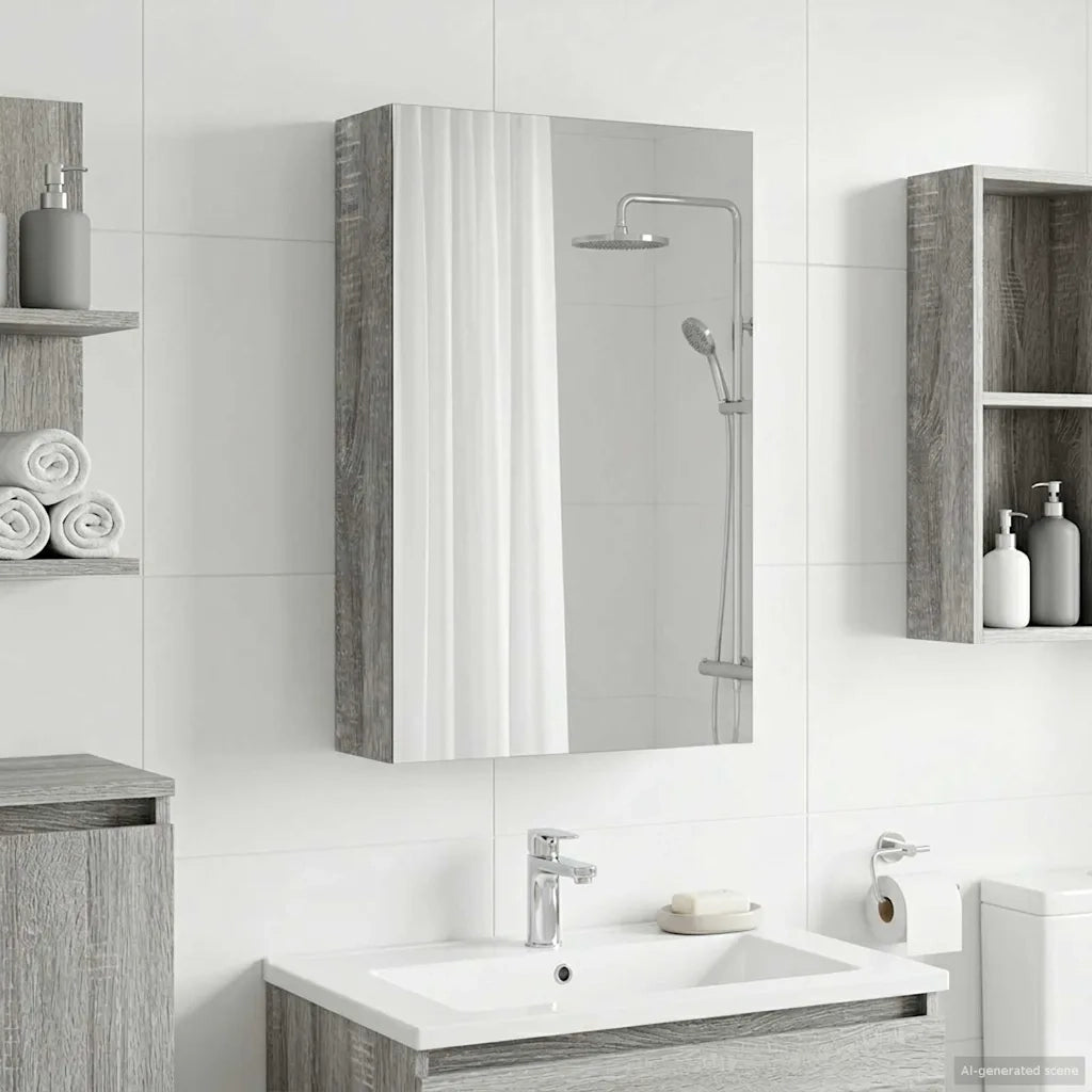 Mobiletto per specchio da bagno Grigio Sonoma 30 x 10,5 x 50 cm 889012