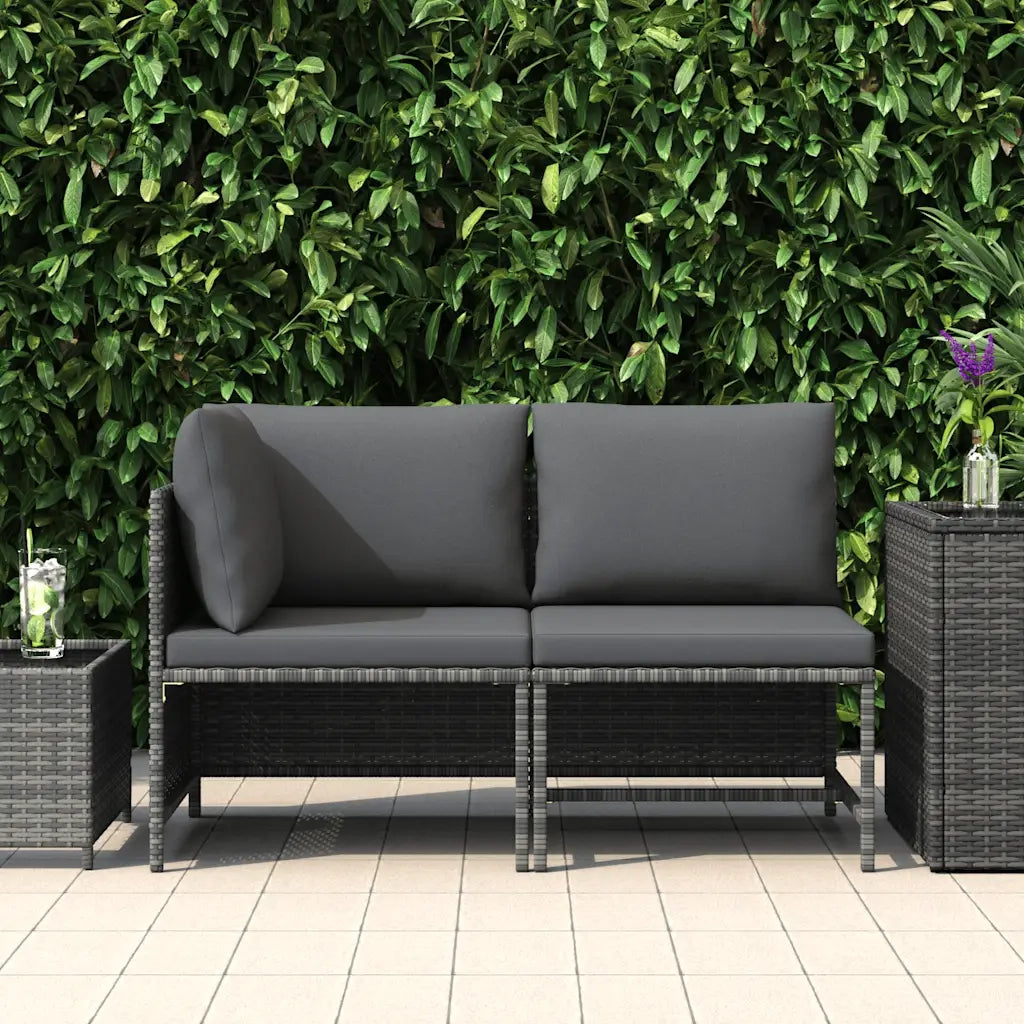 Set Divani da Giardino 2 pz con Cuscini in Polyrattan Grigio cod mxl 71222