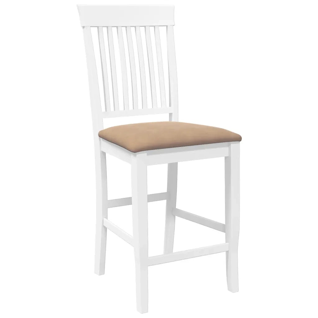 Sgabelli da Bar con Cuscini 2 pz Bianco Legno Massello di Hevea 4102575