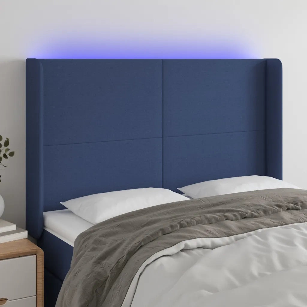 Testiera | Testata a LED Blu 147x16x118/128 cm in Tessuto