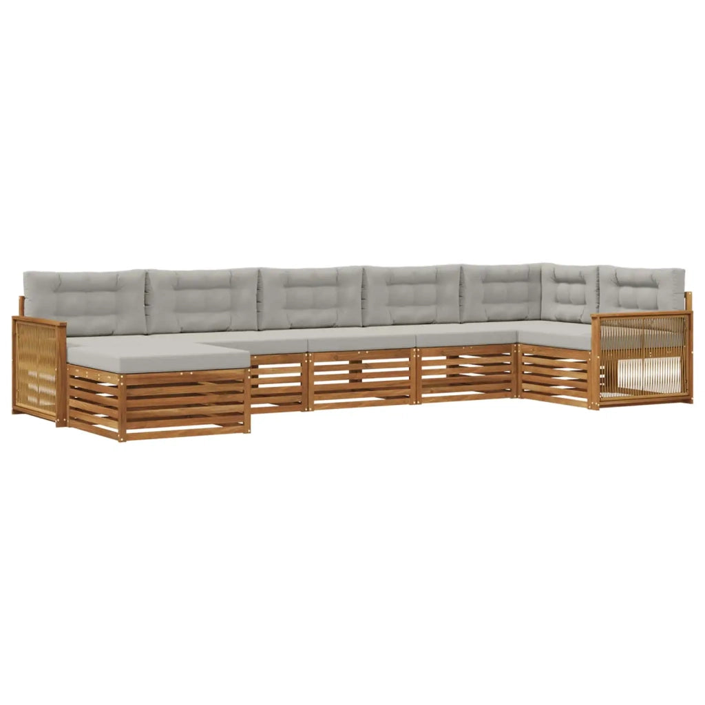 Set di divani da esterno 7 pz Naturale e Grigio Chiaro 3383629