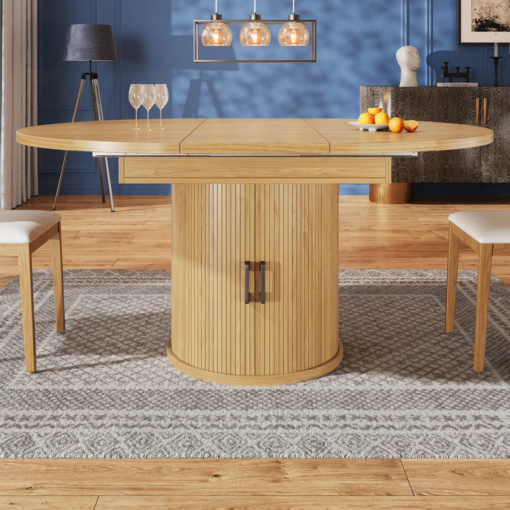 Tavolo da Pranzo Rotondo Allungabile ¨C MINIMAL ¨C Legno, 118-158 cm, 6 Persone