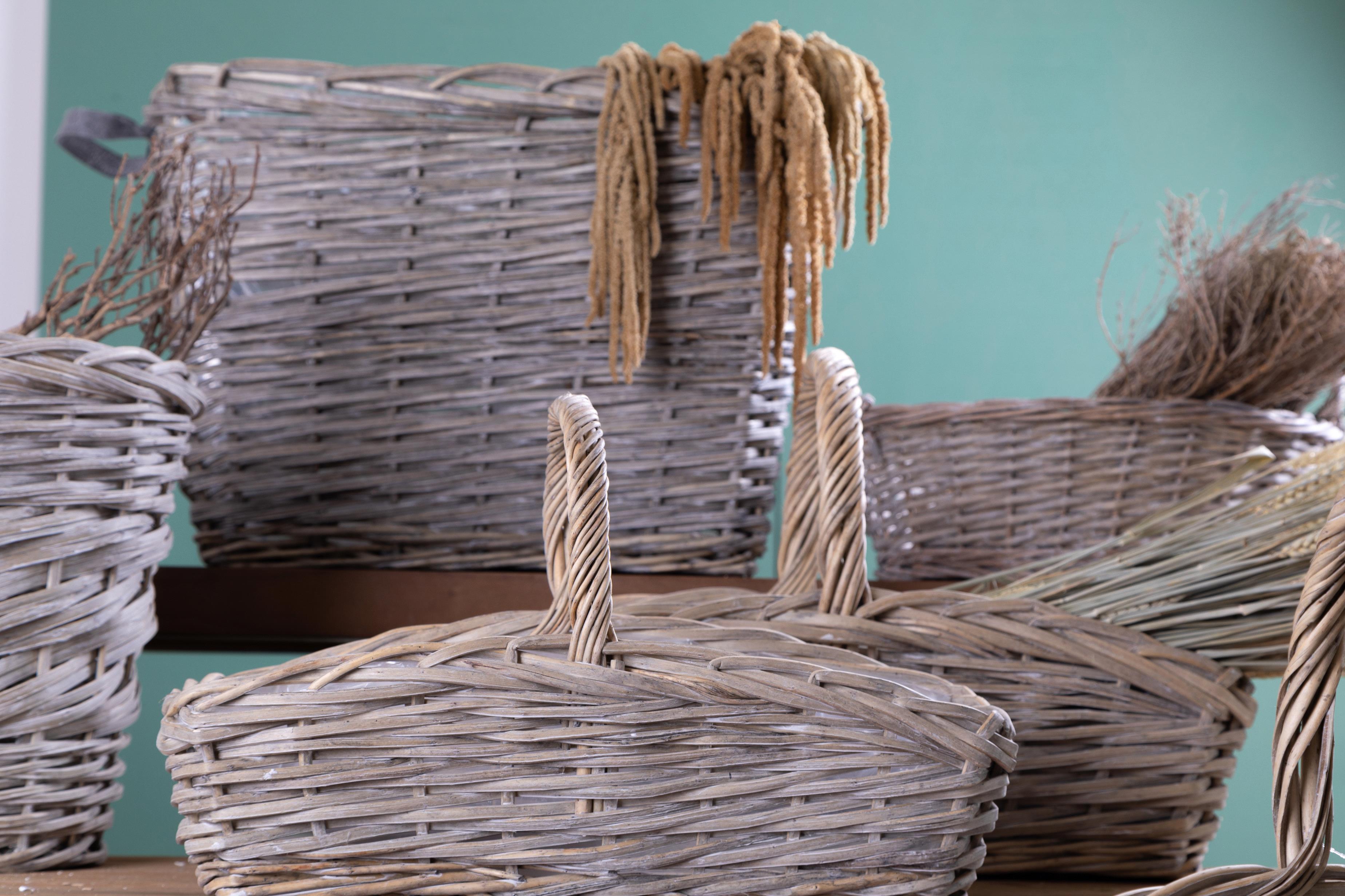 Porta Legna Rettangolare in Vimini Larghezza 55 cm