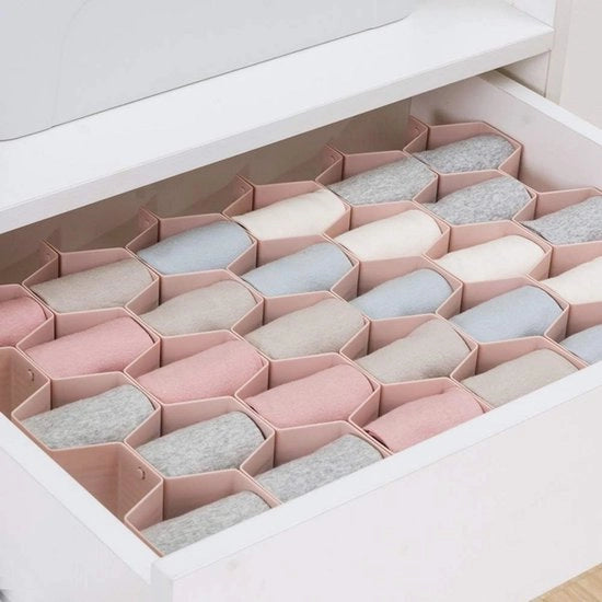 Organizzatore di distribuzione di carica regolabile - Divisore a scacchiera per intimo, cinture, sciarpe e calze - Grigio 2-Pack