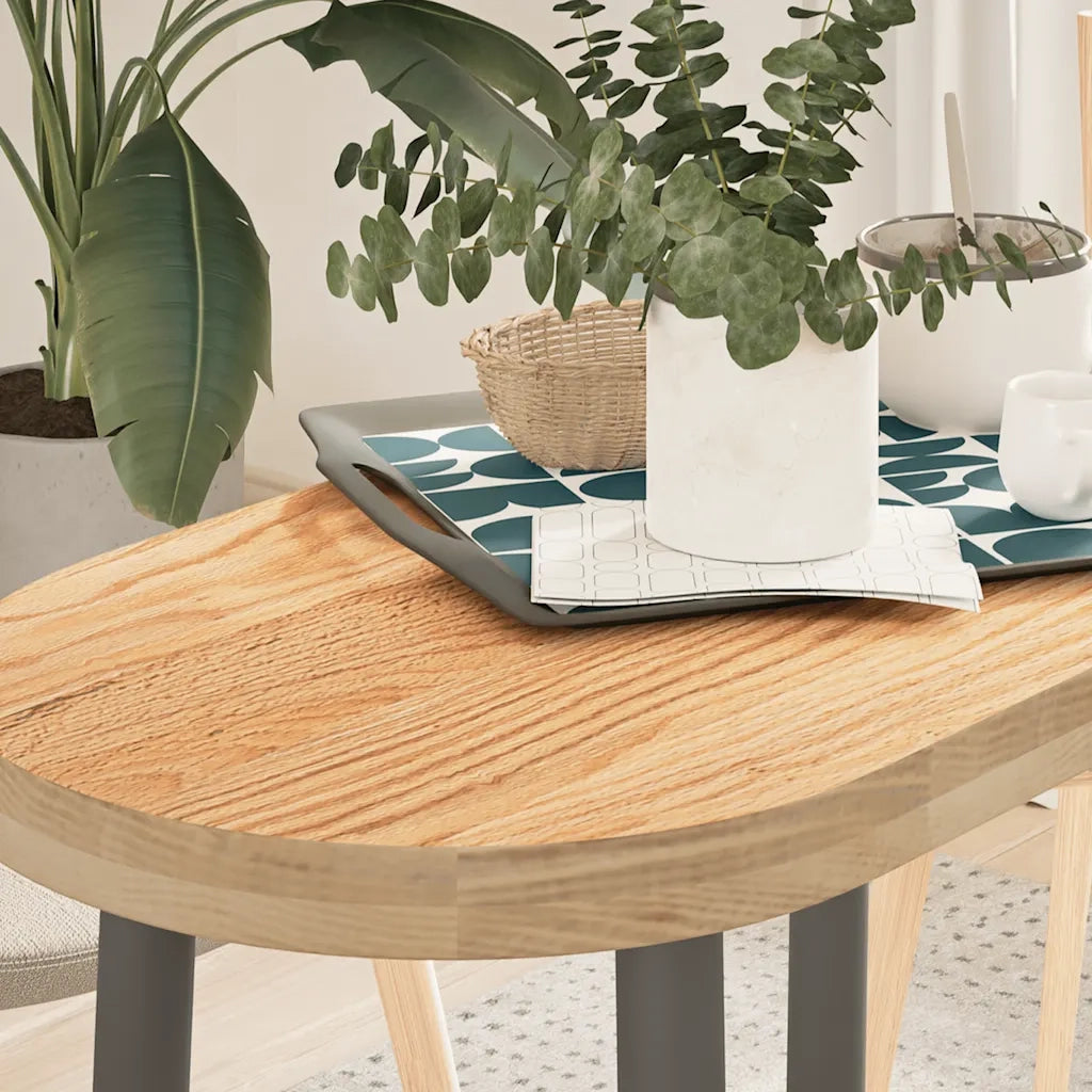 vidaXL Piano per Tavolo 80x40x4 cm in Rovere Massello Ovale