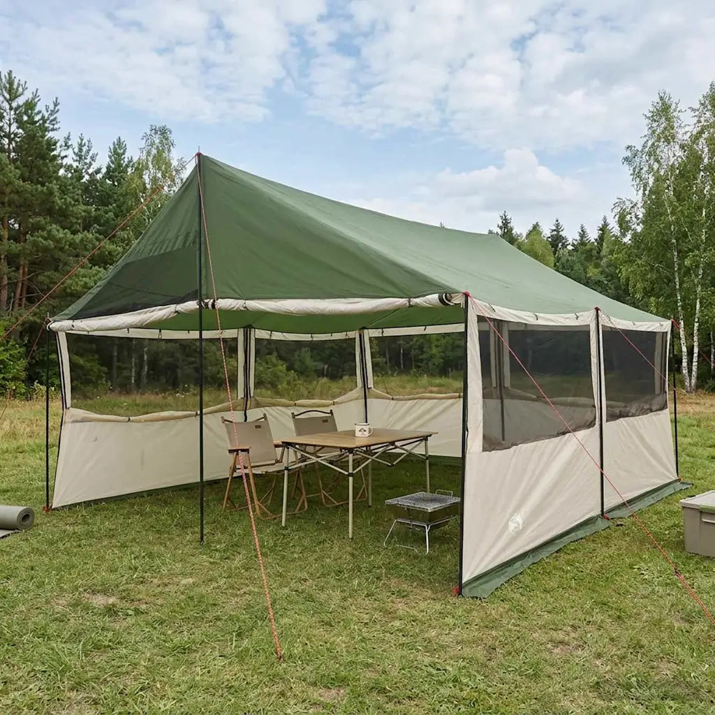 Tenda Familiare Verde 450 x 400 x 265 cm Poliestere e Acciaio 42028599