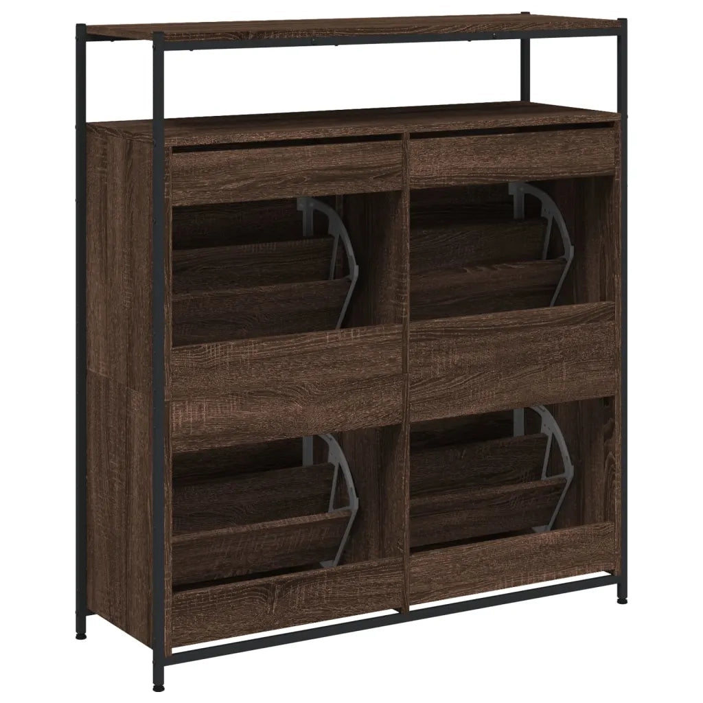 Scarpiera | Mobile per scarpe 4 Cassetti Ribaltabili Rovere Marrone 100x34x112 cm