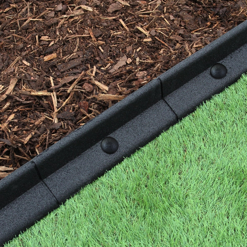 Bordatura per Aiuole Bordo Prato da Giardino Palizzata Flessibile fino a 70° in Gomma Resistente agli UV Pezzi da 1.2m - Nero - 4 pezzi
