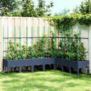 Fioriera Giardino con Traliccio-Vaso da Esterno-Contenitore per Piante Grigio Blu 200x160x142,5 cm PP