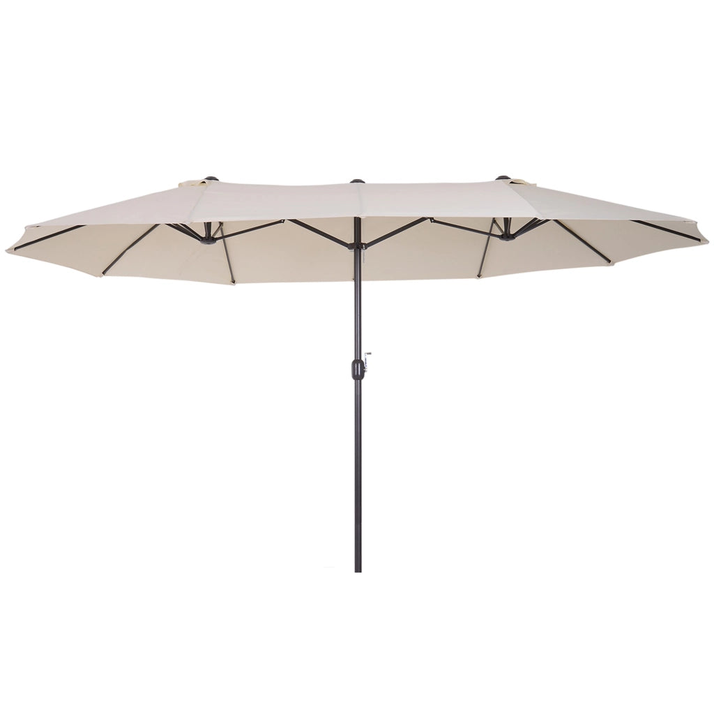 EasyComfort Ombrellone Doppio da Giardino 4.6x2.7 m a 12 Stecche con Prese d'Aria e Manovella, Ombrellone per Esterni in Acciaio e Poliestere, Anti UV, Beige