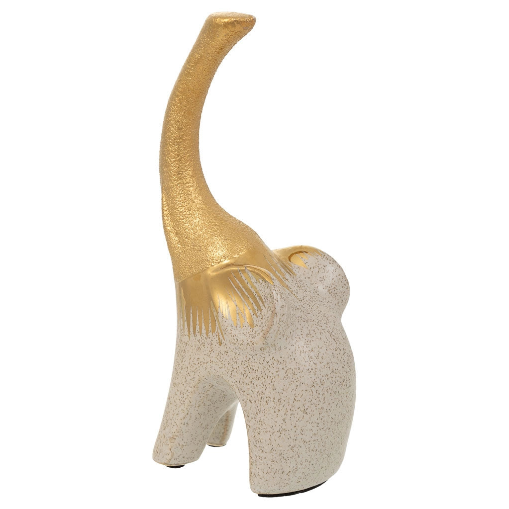Decoro elefante in ceramica dorata 10x6,5x22h