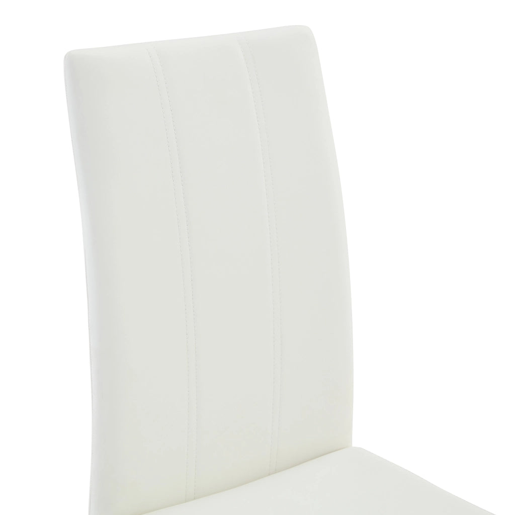 Sedie da Pranzo Imbottite in Ecopelle ¨C MINIMAL ¨C Set 4 Pezzi, Bianche, Gambe in Metallo Cromato