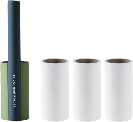 Roller di asportazione a cotone e pelle - inclusi 4 adesivi (di cui 3 riempiti), utilizzati per abbigliamento, mobili e auto | maniglie antiscivolo, polvere (verde)
