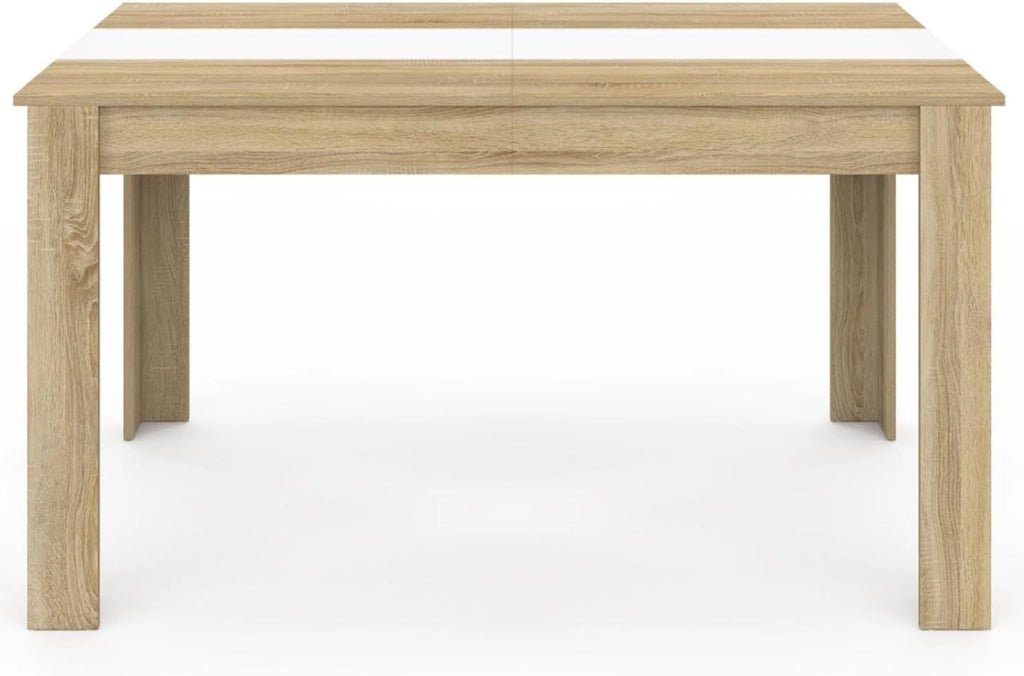 Tavolo da pranzo rettangolare GEORGIA a 6 posti in simil-faggio e bianco 140 x 80 cm
