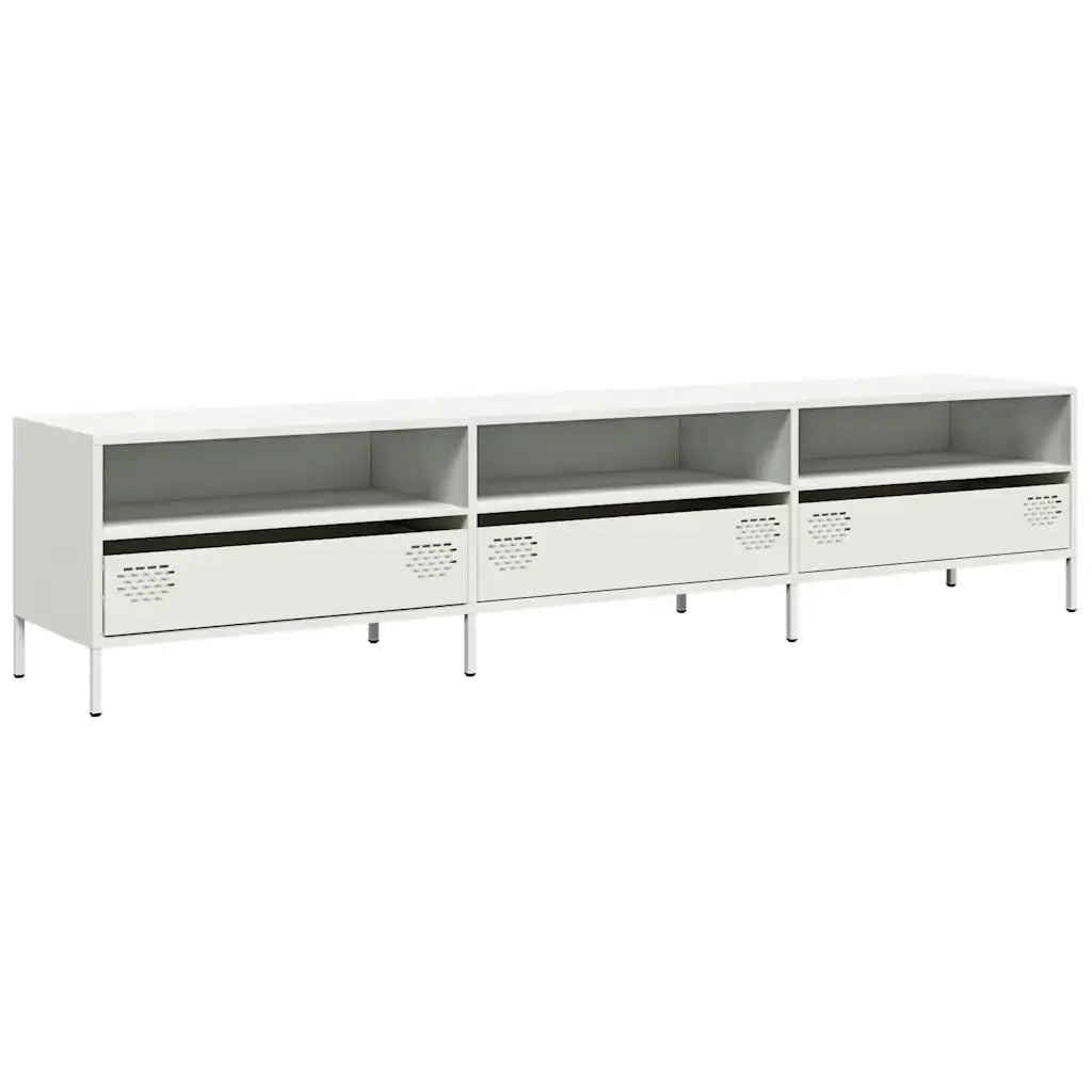 Mobile TV Bianco 202x39x43,5 cm in Acciaio Laminato a Freddo 851351