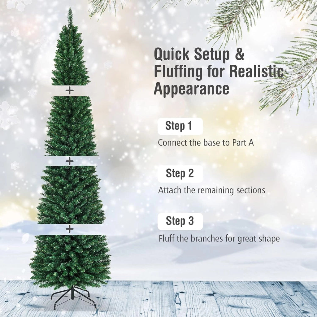 Albero di Natale Artificiale, Abete per la Festa di Natale, Albero Artificiale per Casa, Folto e Realistico, PVC, Supporto in Metallo, Facile da Montare, Verde (270 cm)